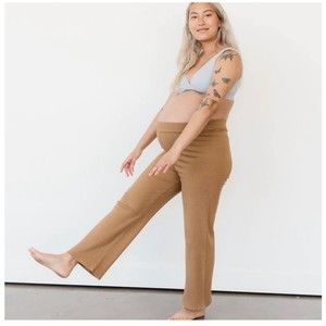 Storq Maternity Cozy Rib Day to Night Pant in Toast Brown Maternity Size 3